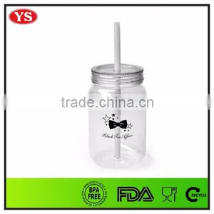 25 oz Single Wall Plastic Acrylic Jars With Straw and Lid thumbnail-1