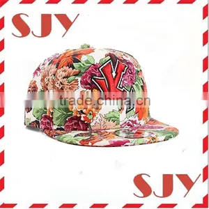 Hawaii Floral Print Hip Hop Flat Bill Baseball Caps thumbnail-1