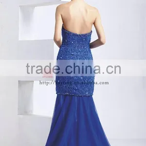 Fashion Off-shoulder Beaded Embroidered Chiffon Formal Latest Evening Dress thumbnail-3