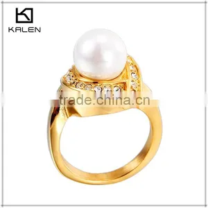 Big Perarl Design Crystal Stone Stainless Steel Rings From China Kalen Jewelry thumbnail-1
