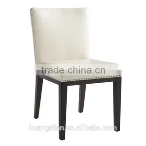 Very Simple Chair Style Design White pu Leather Wooden Dining Chair for Restaurant Used thumbnail-1