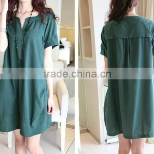 Cotton Linen V-neck Formal Casual Pregnancy Clothing Summer Plus Size thumbnail-1
