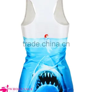 2015 Summer Style Blue Shark Print 3D Tank Top Ladies Tank Top thumbnail-1
