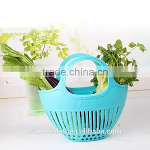 Plastic Storage Basket Fruit Vegetables Shopping Picnic Bin With Handles 2 Sizes thumbnail-4