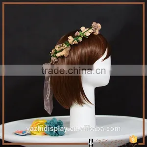 Wholesale White Glossy Fiberglass Female Long Neck Mannequin Head thumbnail-2