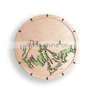 Modern Wall Clock "Mountains" Large Wall Clock, Wooden Clock, Wood Decor, Mountains, White, Interior, Plywood, Handmade thumbnail-1