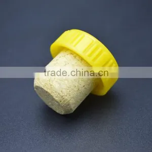 Shiny Yellow Plastic Cap With Wooden Cork for Glass Bottle Cheap Price thumbnail-4