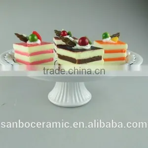 Ceramic Cake Stand , Metal Cake Stand White for Wedding & Party With Dome thumbnail-1