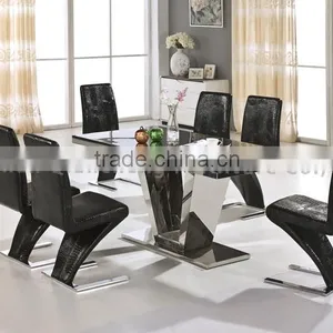 Marble Top Dining Table Set With Strong Stainless Steel Base thumbnail-2
