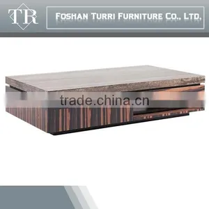 Green MDF Coffee Table With Natural Stone Travertine thumbnail-5