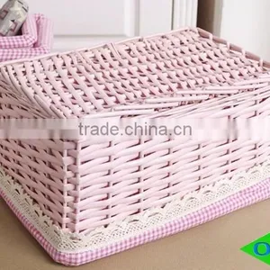 Colored Cosmetic Wicker Rectangle Gift Basket thumbnail-6