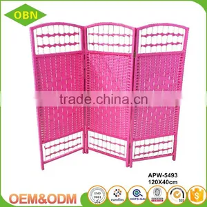 High Quality Customized Hotel Decorative Colorful Paper Rope Knitted Mini Folding Screen Room Divider thumbnail-1