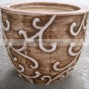 Indoor Wash Vase - Indoor Pottery With Round Rim and Pattern Outside thumbnail-1
