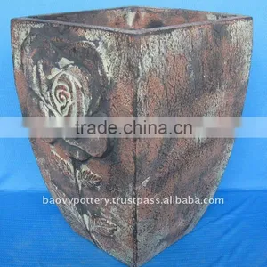 Antique Terracotta Ceramic Planters - Washed Terracotta Pot thumbnail-1
