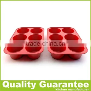 6 Holes Round Silicone Muffin Pan Easy Cake Mold Silicone Cookie Pan thumbnail-1