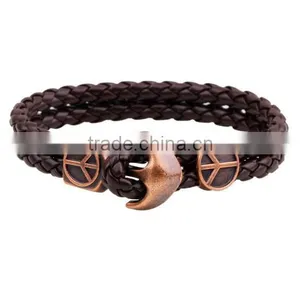Fashion Bracelet Men Leather Bracelet Anchor Bracelet thumbnail-3