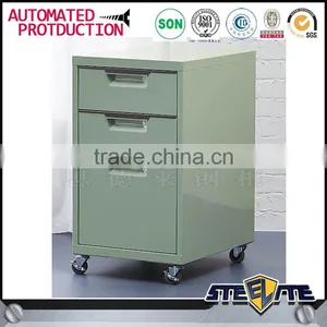 Light Blue Office Filing Cabinet Metal Mobile Filing Cabinet With 3 Drawer thumbnail-3
