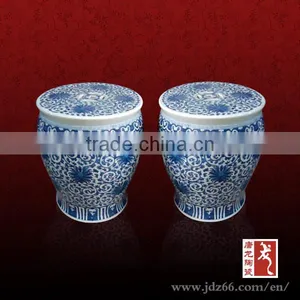 Made in China Blue Glazed Hand Painted Artistic Ceramic Stools thumbnail-1