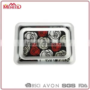 European Style Cheap Rose Full Print 2 Sizes Melamine Serving Tray, Plastic French Bread Tray thumbnail-1