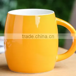 Cheap Promotional Customized 14oz Pottery Novelty Barrel Shaped Coffee Mug Cup thumbnail-2