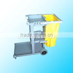 Plastic Janitor Cart Trolley or Service Cart With Bag thumbnail-4