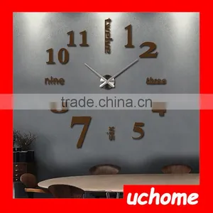 UCHOME Modern DIY Number Wall Clock 3D Mirror Surface Sticker Home Room Decor Art Silver thumbnail-5