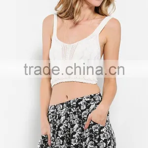 Tribal Woven Floral Crochet Crop Top thumbnail-4