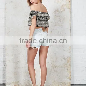 2016 Latest Safari off Shoulder Giraffe Aztec Sexy Crop Top HST8002 thumbnail-3
