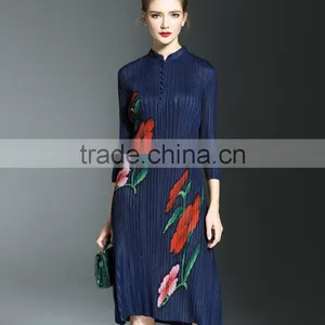 Vintage Chinese National Stand Collar Women Dresses 2017 thumbnail-5