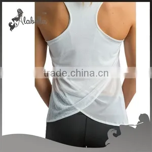 Bulk White Loose Tan Tops Plain Gym Tank Tops for Wholesale thumbnail-2