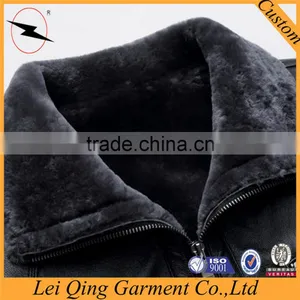 High Quality OEM Latest Designs Real Fur Black Man Leather Jacket thumbnail-6