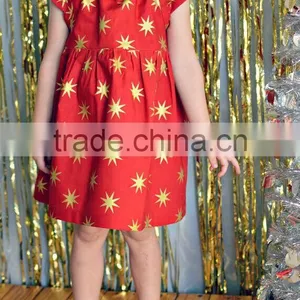Little Girls Red Gold Stars Baby 4th of July Memorial Day Dress thumbnail-2