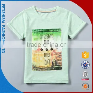 China Supplier O-Neck Style Customized Color Light Cyan Cool T-shirt Boy t Shirts Fancy for Little Boys thumbnail-1