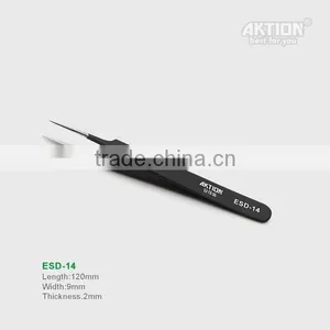 Black Patten Anti-static ESD Stainless Steel Tweezer ESD-14 thumbnail-2