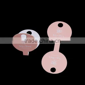 Paper Jewelry Display Card Round Light Pink Bowknot Pattern 7.2cm(2 7/8") x 3cm(1 1/8"), 1 Piece thumbnail-3