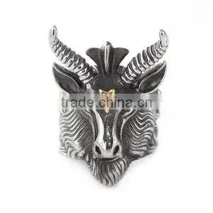 Titanium Steel Unadjustable Rings Antique Silver Gold Tone Antique Gold Sheep thumbnail-1