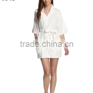 100 Cotton Kimono Collar Breathable Waffle Bathrobe thumbnail-3