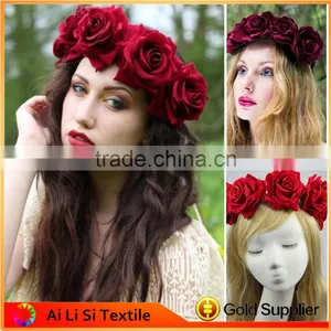Woman Hair Accessories Rose Flower Headband,wedding Bridal Flower Headband thumbnail-1