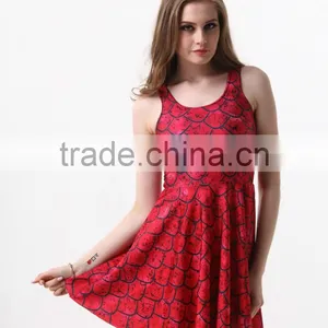 Women's 3D Digital Printed Floral Ichthyosis Pleated Dress for Sale thumbnail-2