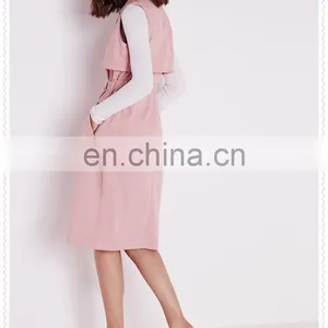 Korea Fashion Female Hot Pink Winter Coat Custom Low Price thumbnail-2