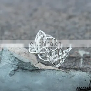 Up and Down Cross Bowknot Sterling Silver Rings thumbnail-2