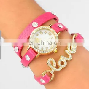 Newest Design Women Watches Retro Faux Leather Quartz Wristwatch With Bronze LOVE Word Luxury Watches Ladies thumbnail-2