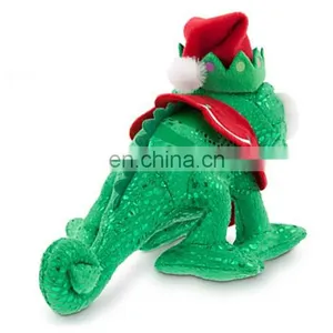 Custom Green Glittering Lizard Wearing Elf Hat Plush Toy thumbnail-3
