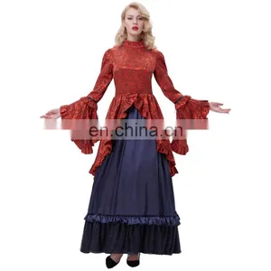 Belle Poque Retro Vintage Steampunk Victorian Edwardian Downton Abbey Long Maxi Dress BP000365-1 thumbnail-2