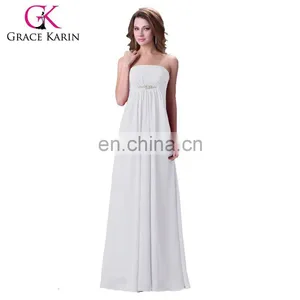 Grace Karin Strapless Chiffon Long Bridesmaid Dress With Four Colors CL3105-1 thumbnail-1