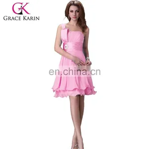 Grace Karin One Shoulder Chiffon Bridesmaid Dresses CL4095 thumbnail-1