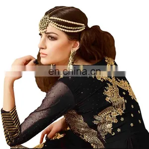 Stylish Women's Black Color Party Wear Anarkali Suits With Flairs Dress Material 2017 (Semi-Stitched) thumbnail-3