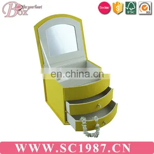 Yellow Music Operator Three Layer Jewelry Box With Mirror thumbnail-2