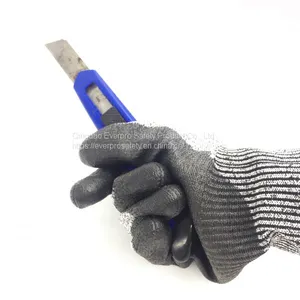 Anti Cut Level 5 13G HPPE Liner PU Dipped Nocry Cut Resistant Gloves With EN388 4543C thumbnail-3