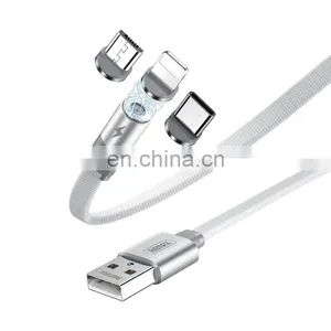 Remax Flag Series RC-169th Magnetic Charger Type-C Usb Braided Micro 3 In 1 Charging Cable For Iphone thumbnail-2